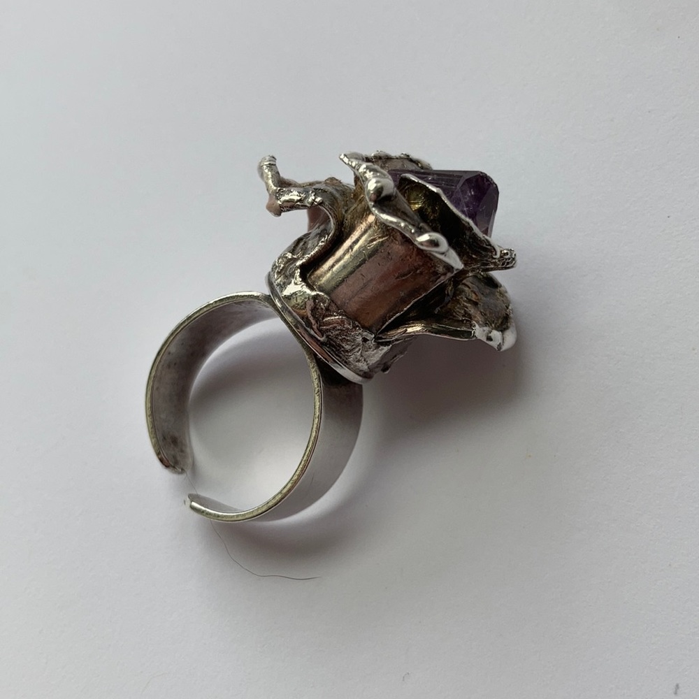 Vintage Silver and Amethyst Handmade Ring